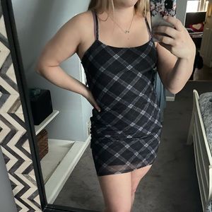 NWT H&M Divided Black & White Plaid Checkered Dress w/ Black Liner